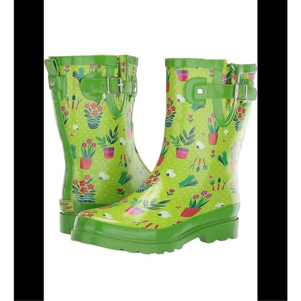 Western Chief Women's Mid-Height Waterproof Rain Boots, Garden Days size 10